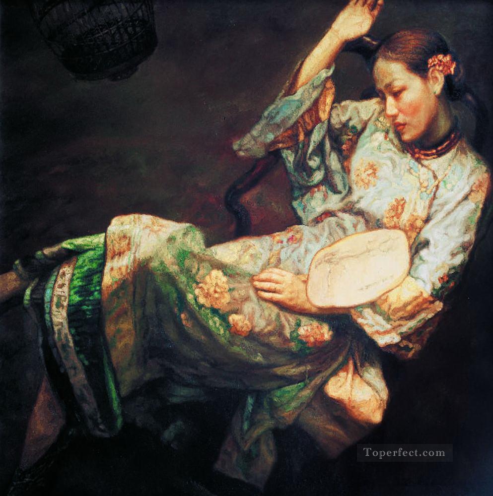 酔った美女中国人チェン・イーフェイの女の子油絵
